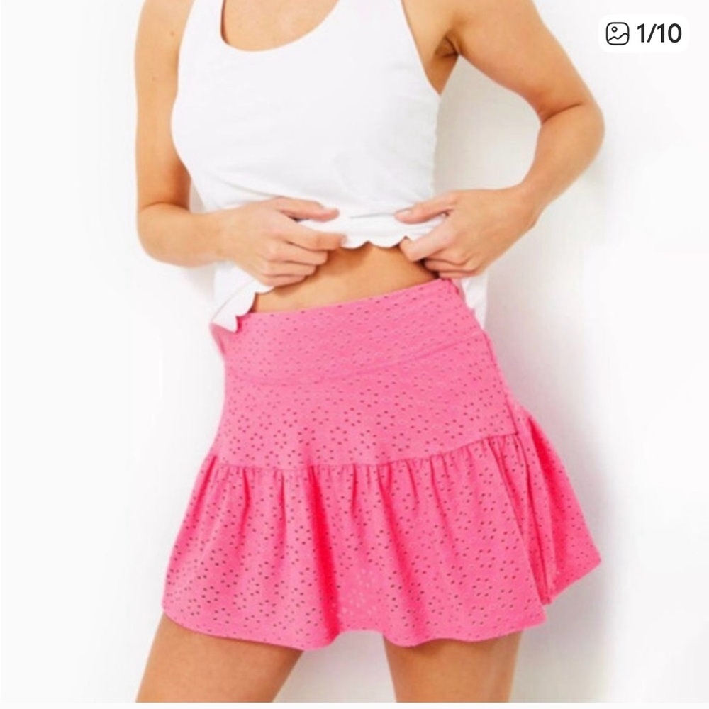 Lilly Gardenia Skort in Havana Pink Match Point Eyelet